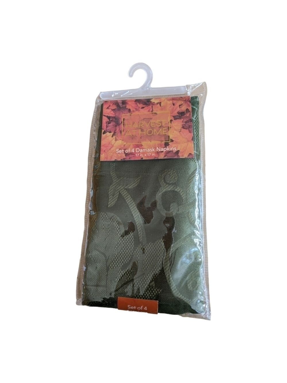 ⭐Harvest Home Olive Damask Napkins (Set of 4) in packaging NWOT